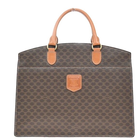 CELINE Logo Macadam Pattern Hand Bag PVC Leather GHW Made in Itay 83KB264 - Picture 1 of 15